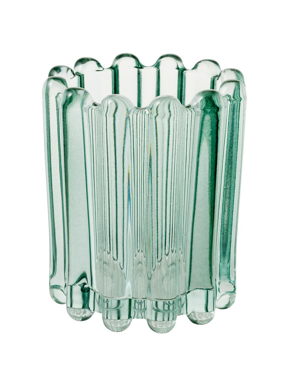 Waxinelichthouder Nizza van glas, Glas, Transparant turquoise, Ø 10 x H 11 cm