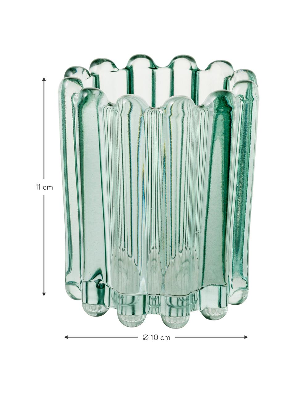 Teelichthalter Nizza aus Glas, Glas, Türkis, transparent, Ø 10 x H 11 cm