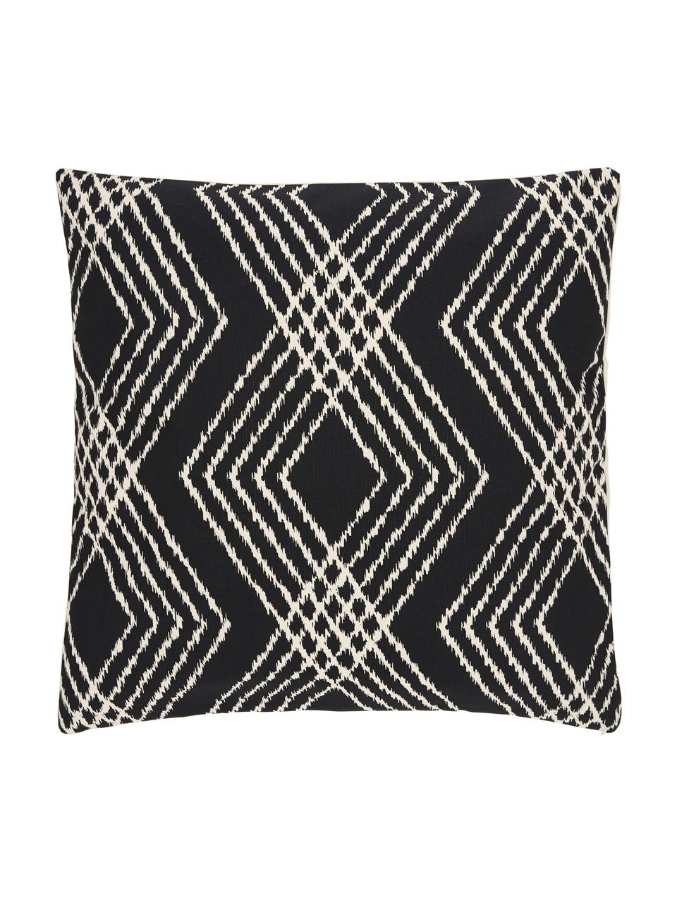 Boho kussenhoes Jax in zwart/ecru, 100% katoen, Wit, zwart, 45 x 45 cm