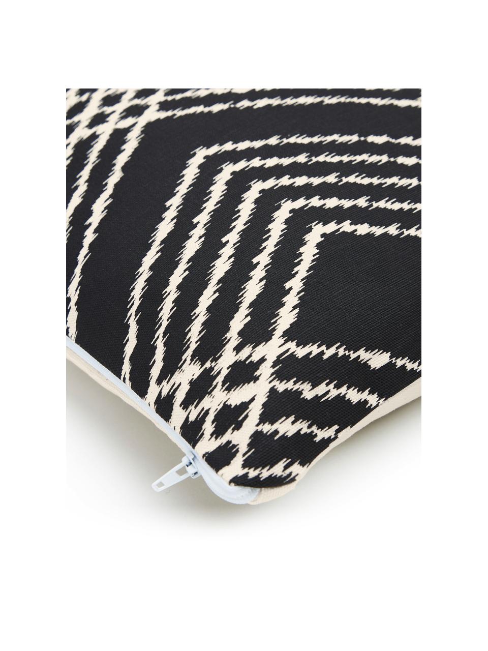 Housse de coussin 45x45 bohème noire Jax, Blanc, noir