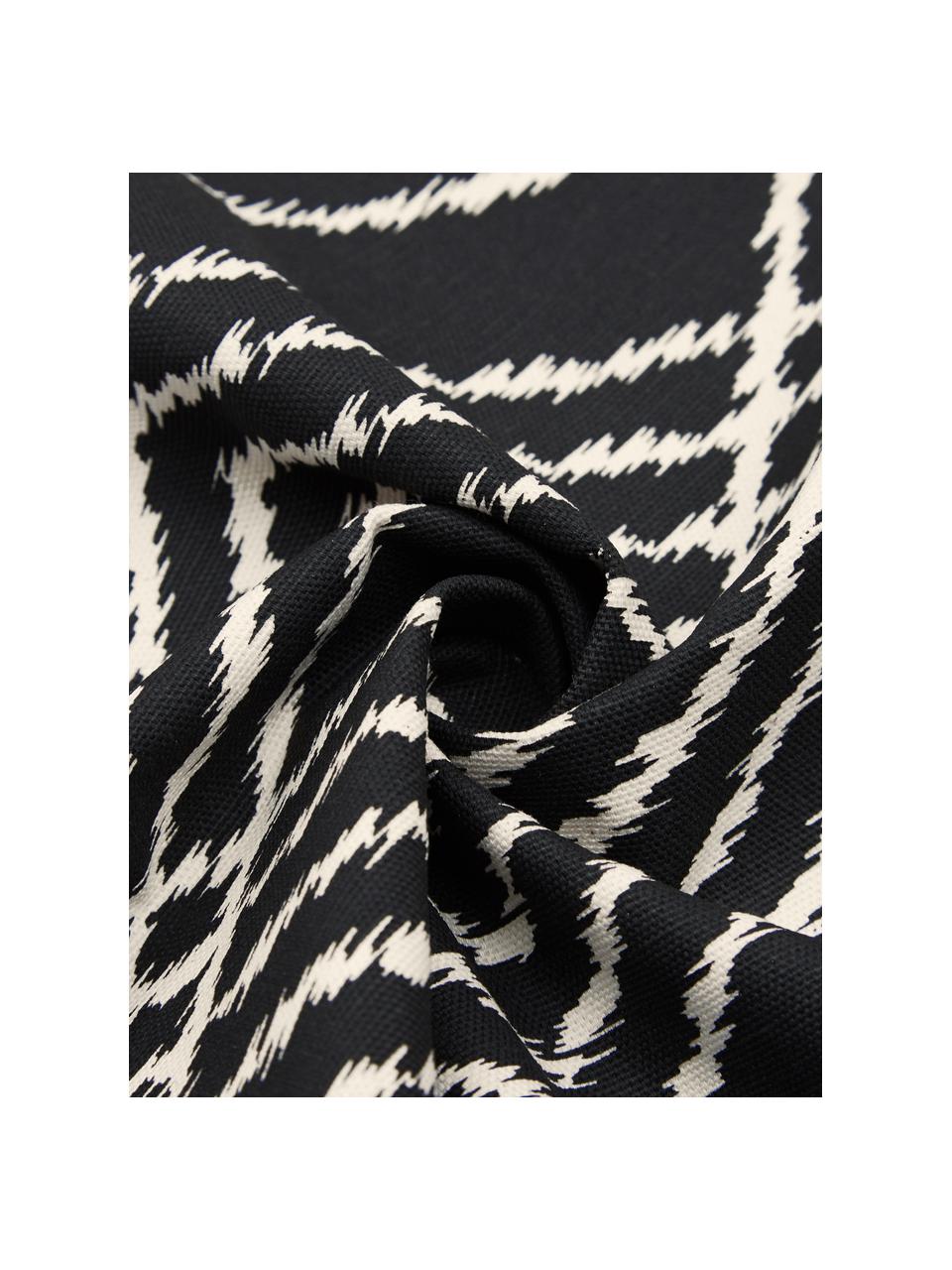 Boho kussenhoes Jax in zwart/ecru, 100% katoen, Wit, zwart, 45 x 45 cm