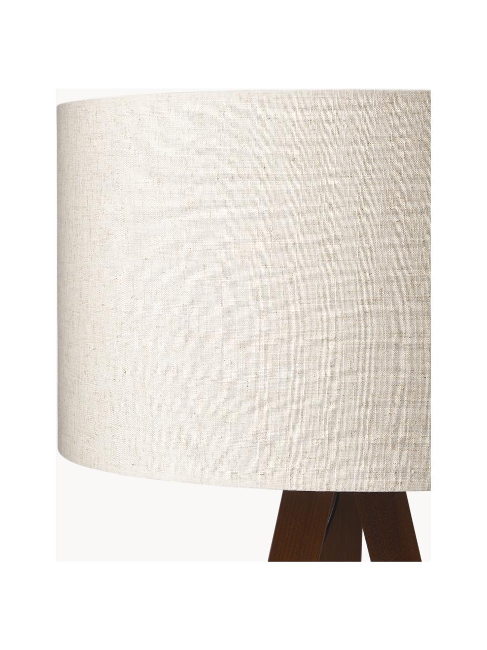 Lampadaire trépied scandi en bois massif Jake, Beige, brun foncé, haut. 150 cm