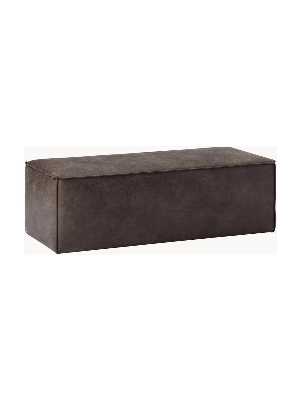 Banco tapizado en cuero reciclado Sanja, Tapizado: 70% cuero, 30% poliéster , Estructura: madera de pino, madera co, Patas: plástico Este producto es, Cuero gris pardo, An 122 x F 54 cm