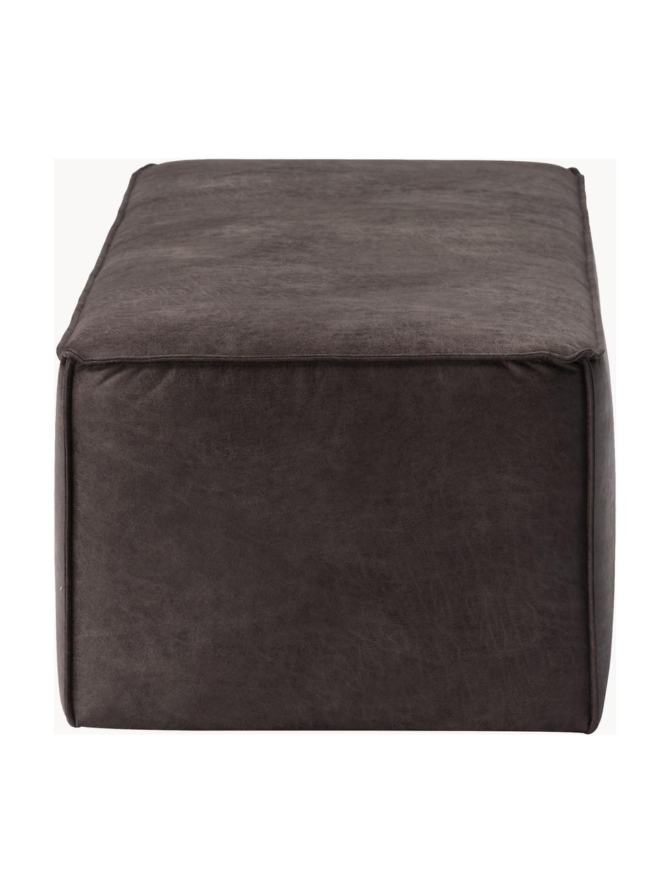 Banco tapizado en cuero reciclado Sanja, Tapizado: 70% cuero, 30% poliéster , Estructura: madera de pino maciza, ma, Patas: plástico Este producto es, Cuero gris pardo, An 122 x F 54 cm