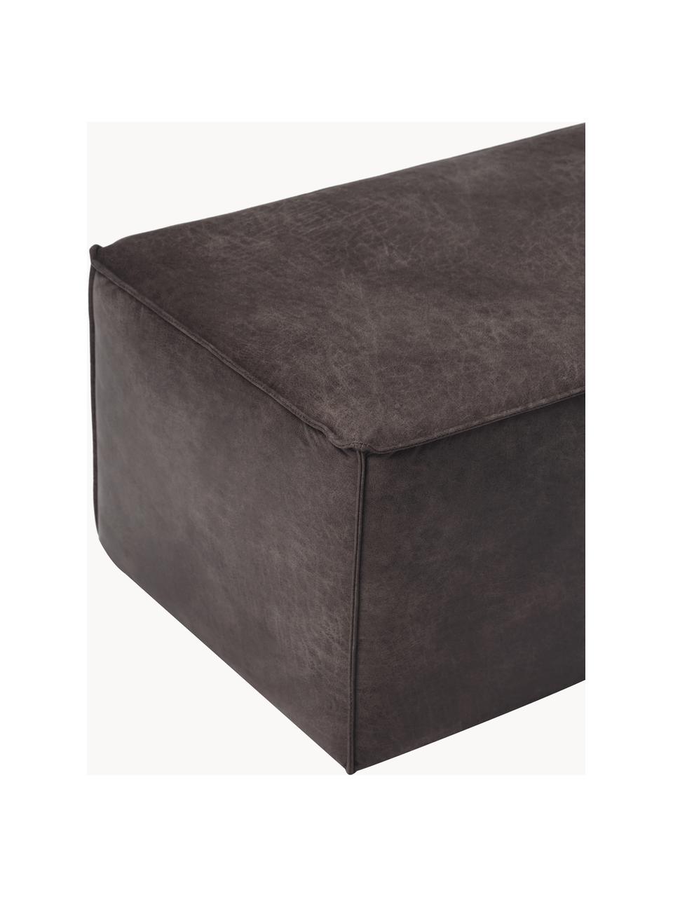 Banco tapizado en cuero reciclado Sanja, Tapizado: 70% cuero, 30% poliéster , Estructura: madera de pino maciza, ma, Patas: plástico Este producto es, Cuero gris pardo, An 122 x F 54 cm