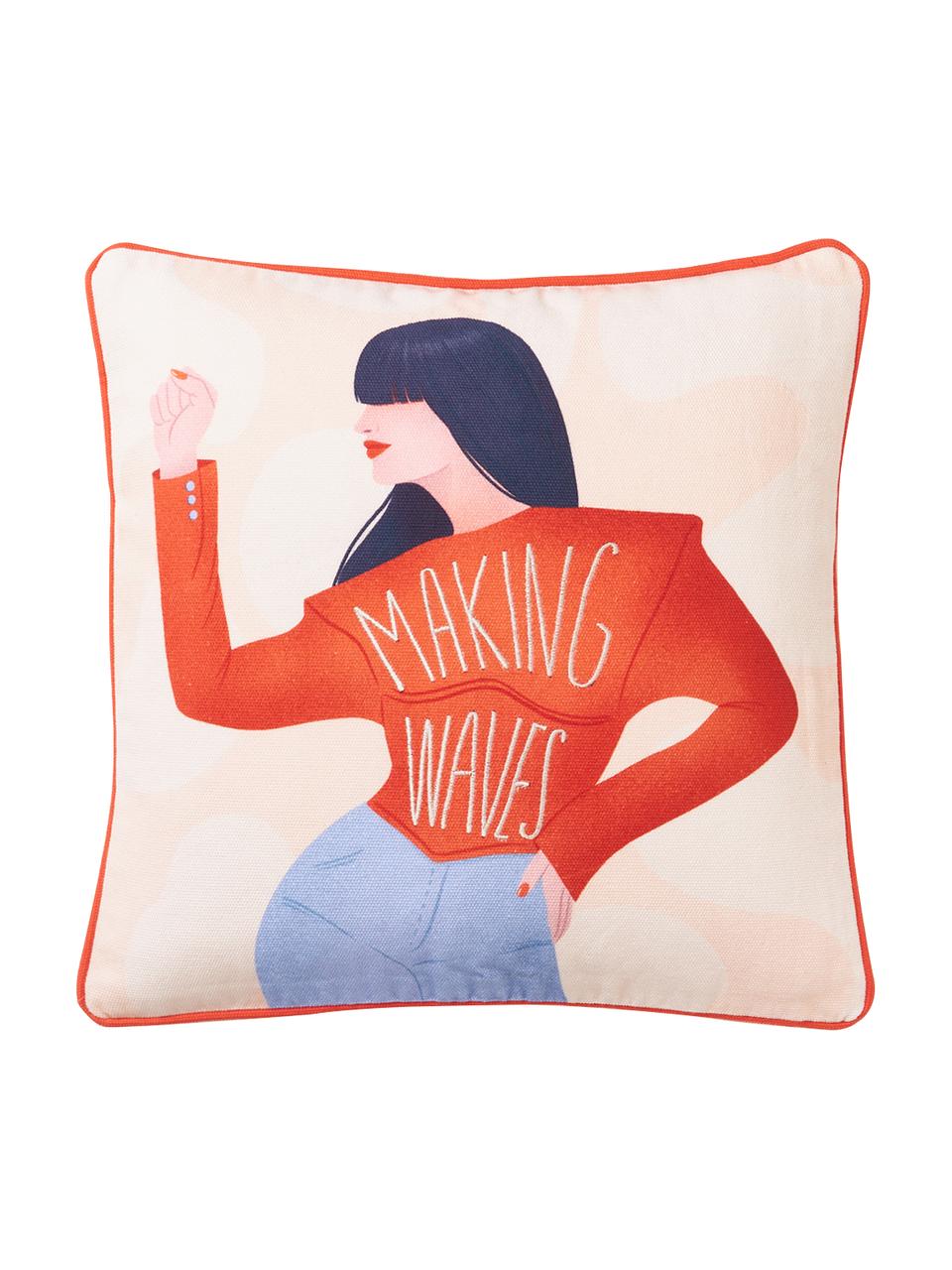 Federa arredo con motivo stato d'animo Damali, 100% cotone, Making waves, Larg. 40 x Lung. 40 cm