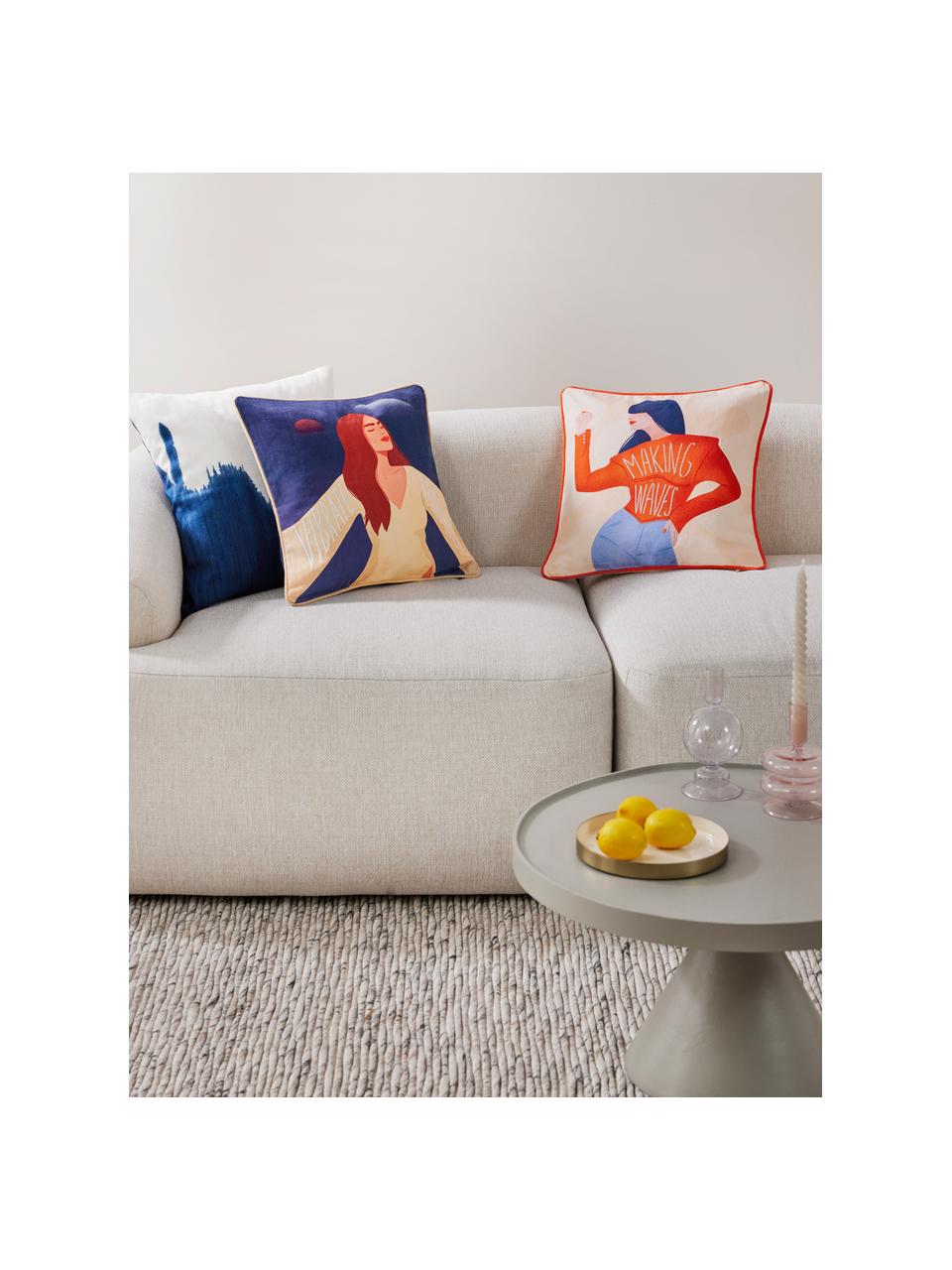 Kissenhülle Damali mit Statement-Motiv, 100 % Baumwolle, Making waves, B 40 x L 40 cm