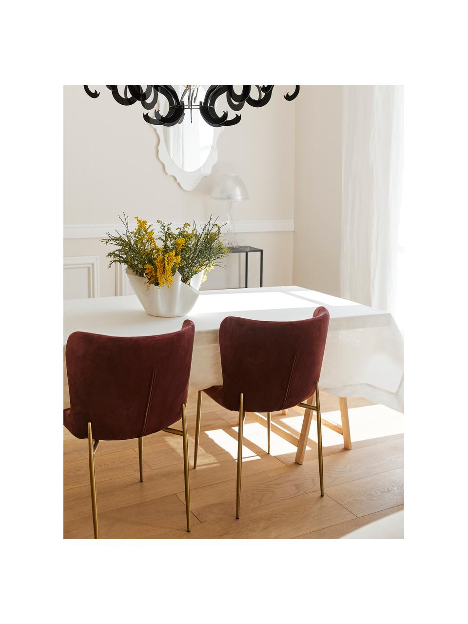 Sametová čalouněná židle Tess, Bordó Nohy: zlatá, Š 49 cm, H 64 cm