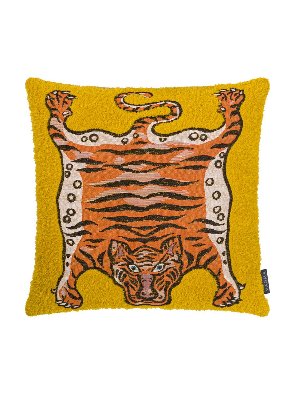 Kussenhoes Tigris, Weeftechniek: jacquard, Geel, oranje, zwart, 45 x 45 cm