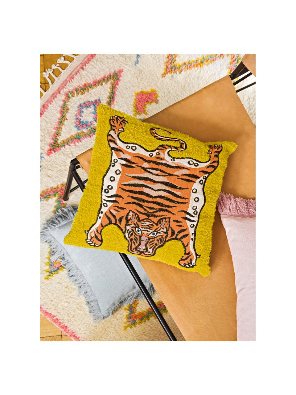 Kissenhülle Tigris, Webart: Jacquard, Gelb, Orange, Schwarz, 45 x 45 cm
