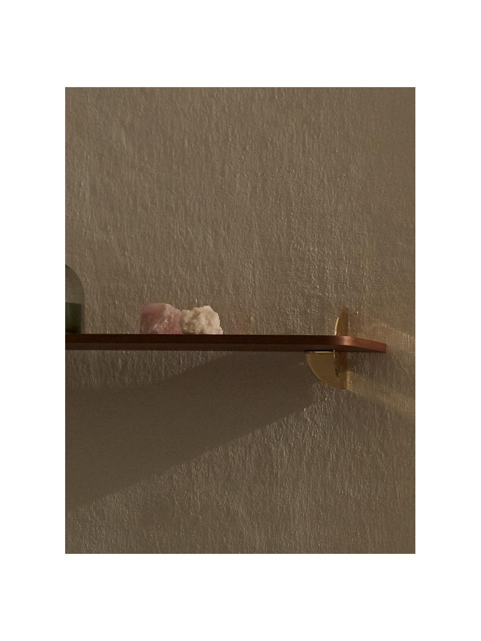 Estantería de pared Aedes, Estante: madera de nogal pintada, Estructura: metal revestido, Fijación: dorada Estante: nogal, An 50 x Al 12 cm