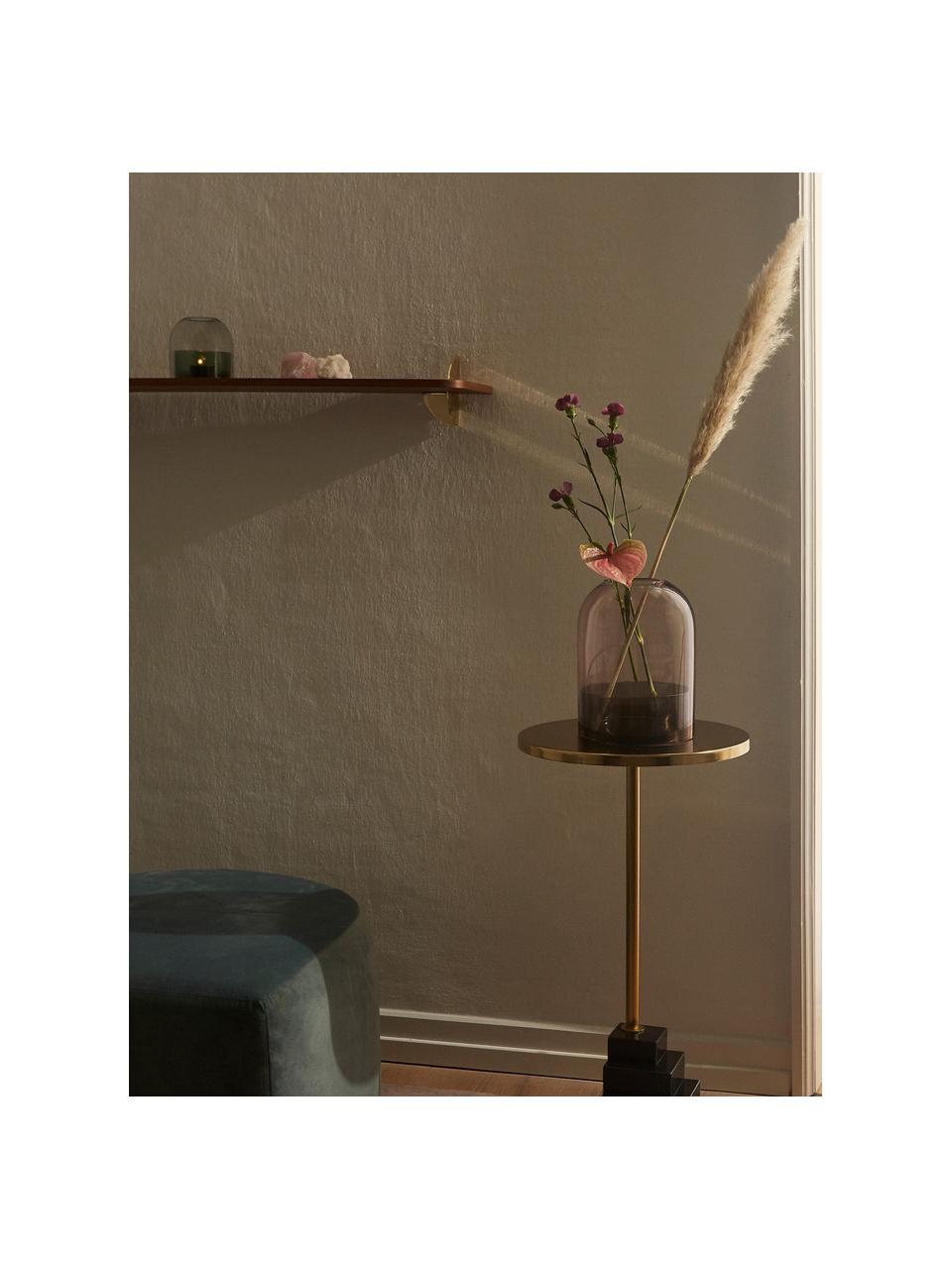 Mensola da parete Aedes, Struttura: metallo ottonato, Mensola: legno di noce, Legno di noce, dorato, Larg. 50 x Alt. 12 cm
