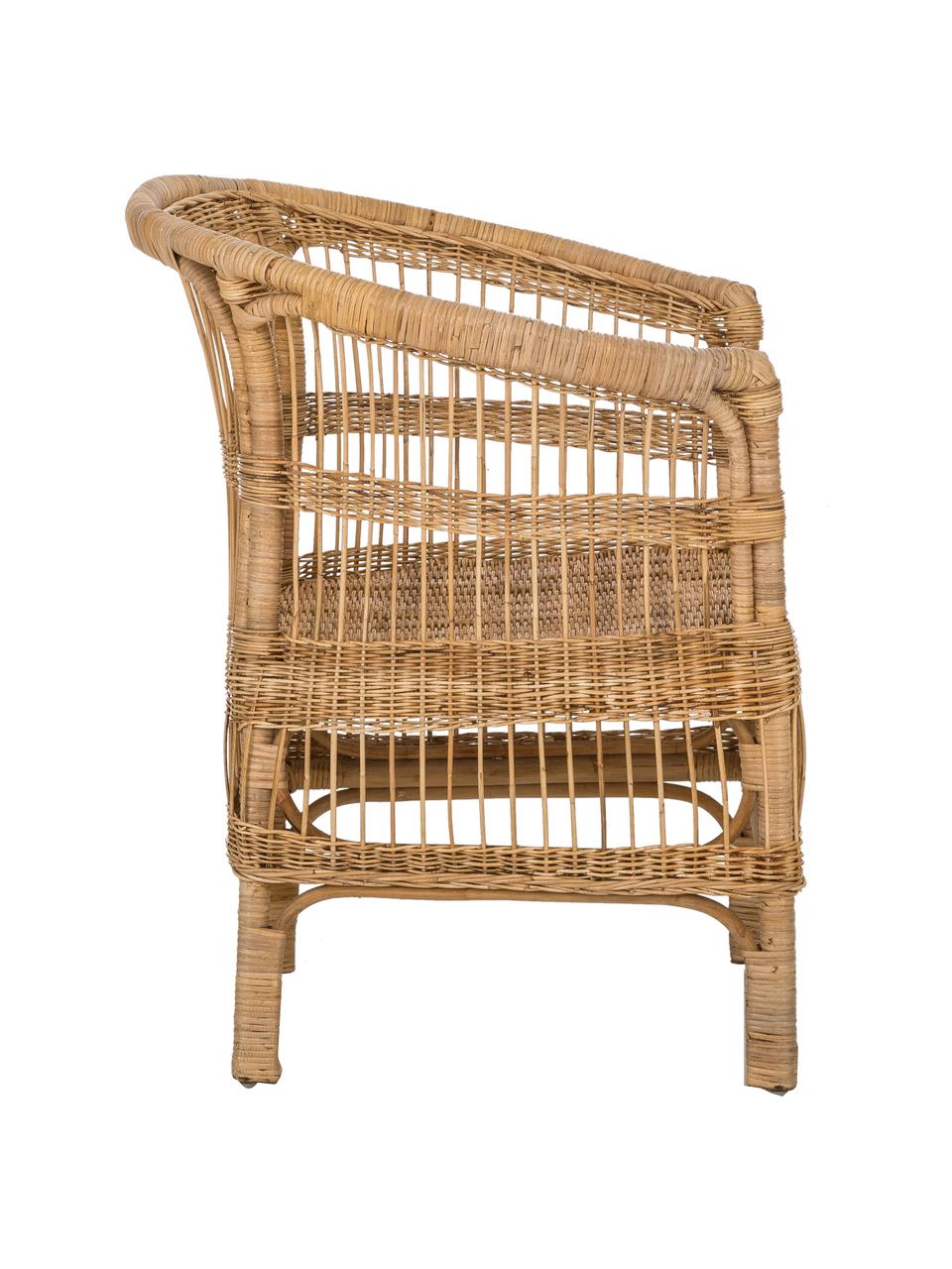 Rattan-Armlehnstuhl Palma, Rattan, Braun, B 60 x T 70 cm