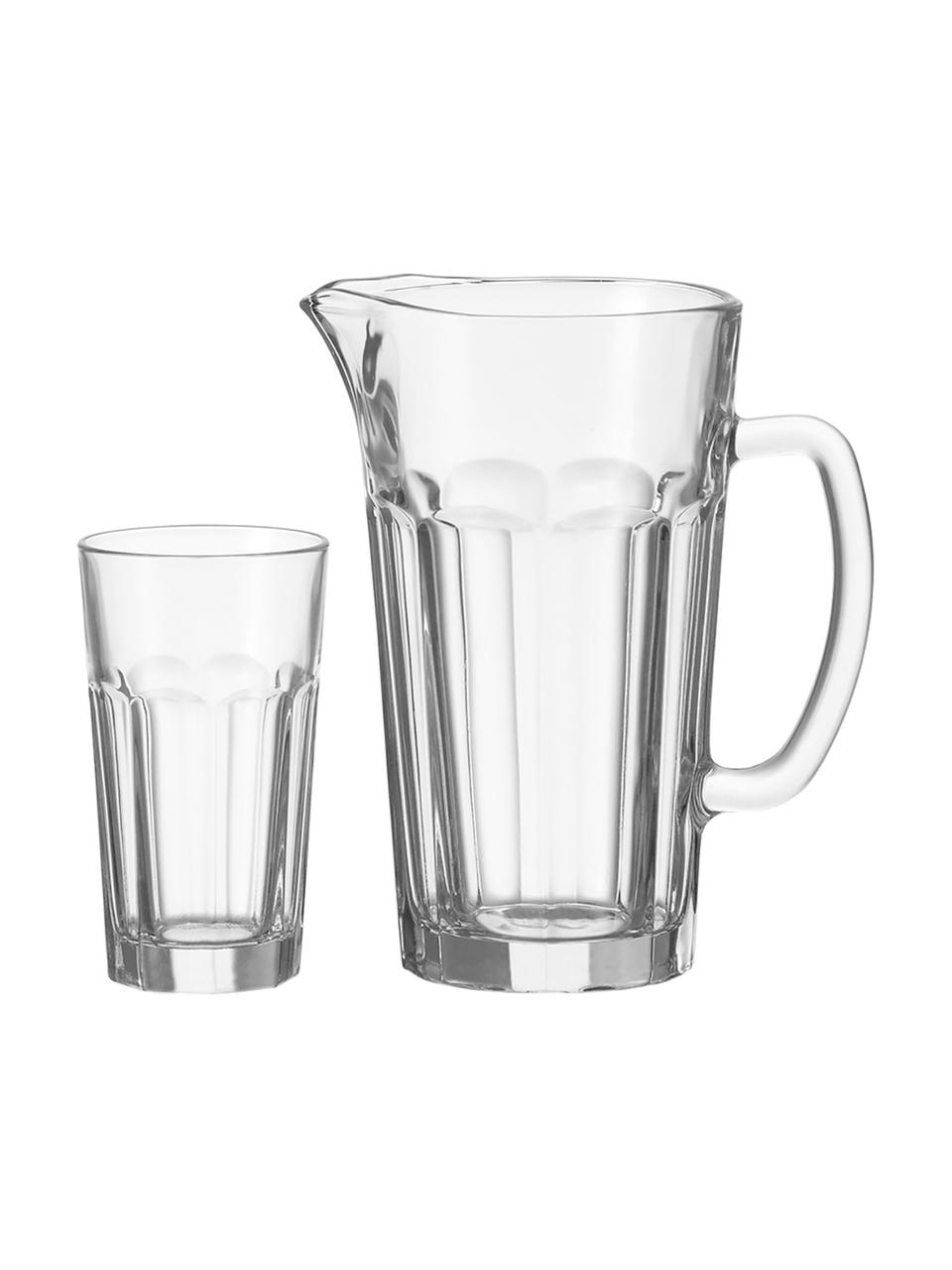 Karaf met glazen Rock, 7-delig, Glas, Transparant, Set met verschillende formaten