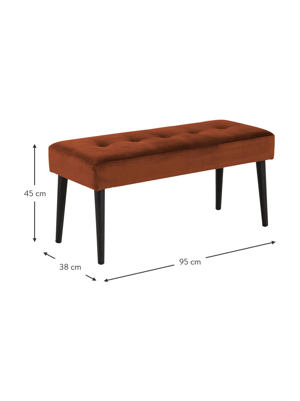 Banco tapizado en terciopelo Glory, Tapizado: terciopelo de poliéster A, Patas: metal con pintura en polv, Terciopelo bronce, An 95 x Al 45 cm