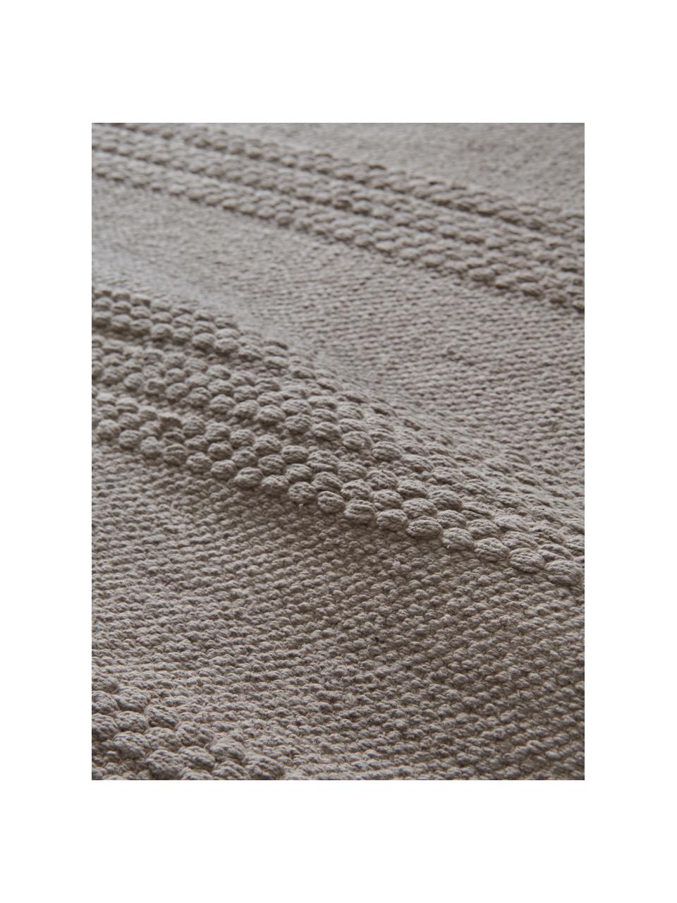 Baumwollläufer Tanya mit Ton-in-Ton-Webstreifenstruktur und Fransenabschluss, 100% Baumwolle, Beige, 70 x 200 cm