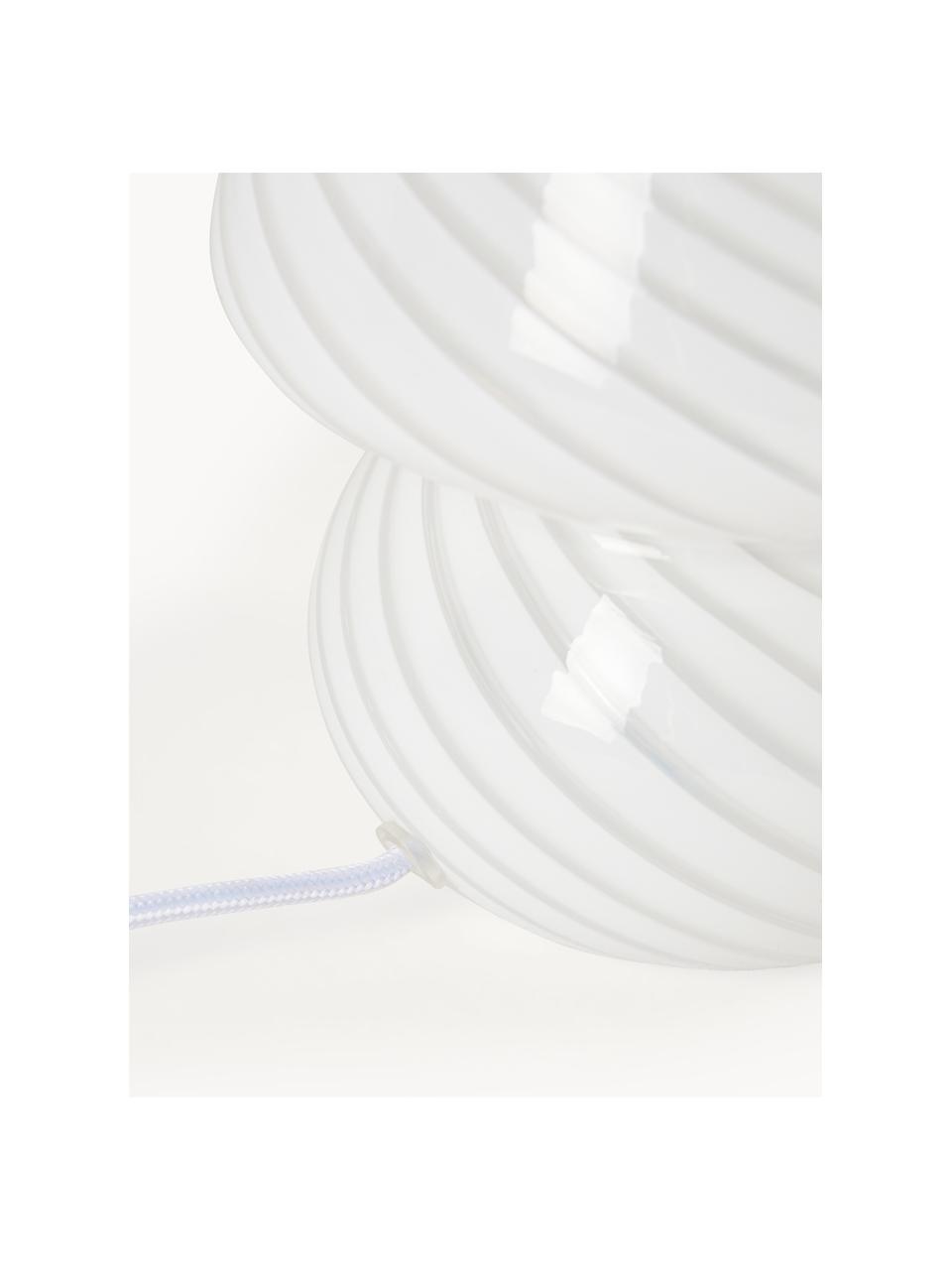 Malá noční stolní lampa z opálového skla Lareina, Bílá, Ø 15 cm, V 19 cm