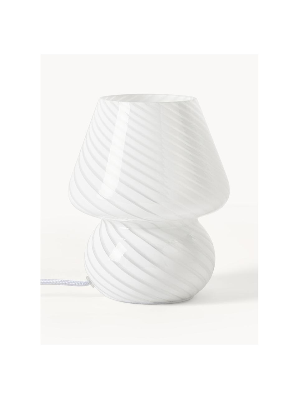 Lampada da tavolo piccola in vetro opalino Lareina, Lampada: vetro opalino, Bianco, Ø 15 x Alt. 19 cm