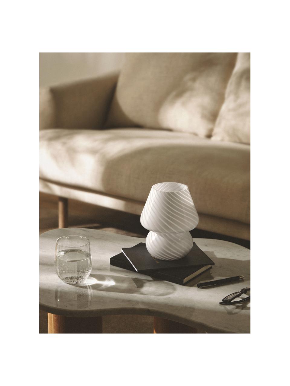 Malá noční stolní lampa z opálového skla Lareina, Bílá, Ø 15 cm, V 19 cm