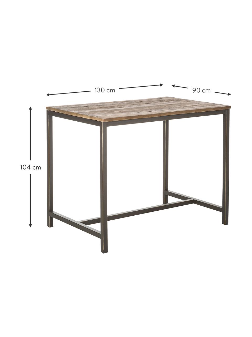 Stehtisch Vintage mit Massivholzplatte, Gestell: Stahl, pulverbeschichtet, Tischplatte: Ulmenholz, gebürstet und , Ulmenholz, 130 x 104 cm