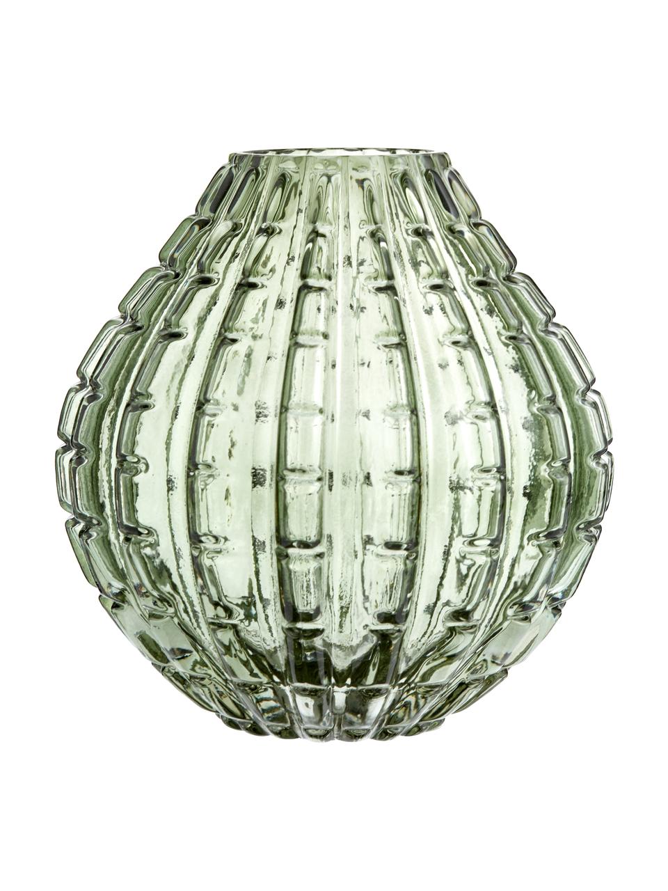 Glas-Vase Lioba in Grün, Glas, Grün, Ø 15 x H 17 cm