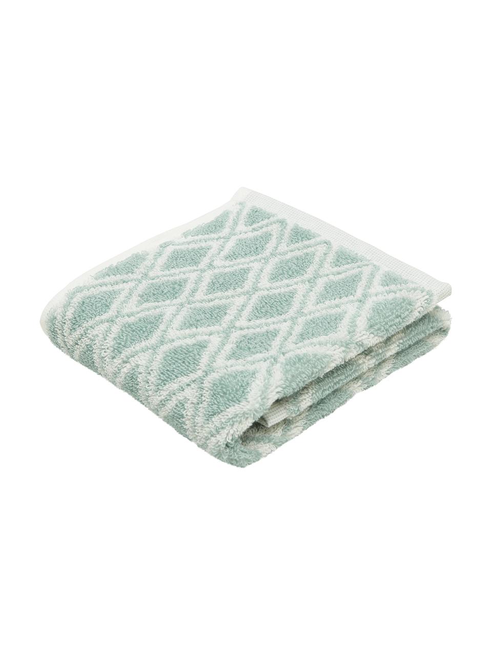 Dubbelzijdige handdoek Ava met grafisch patroon, Mintgroen, crèmewit, Handdoek, B 50 x L 100 cm, 2 stuks