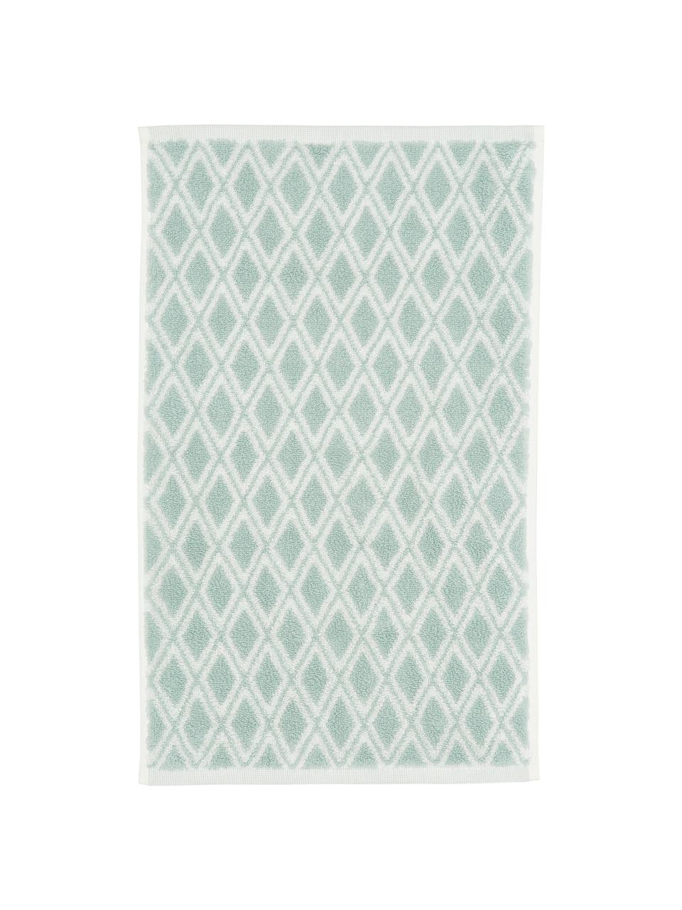 Toalla estampada doble cara Ava, Verde menta, blanco crema, Toalla manos, An 50 x L 100 cm, 2 uds.