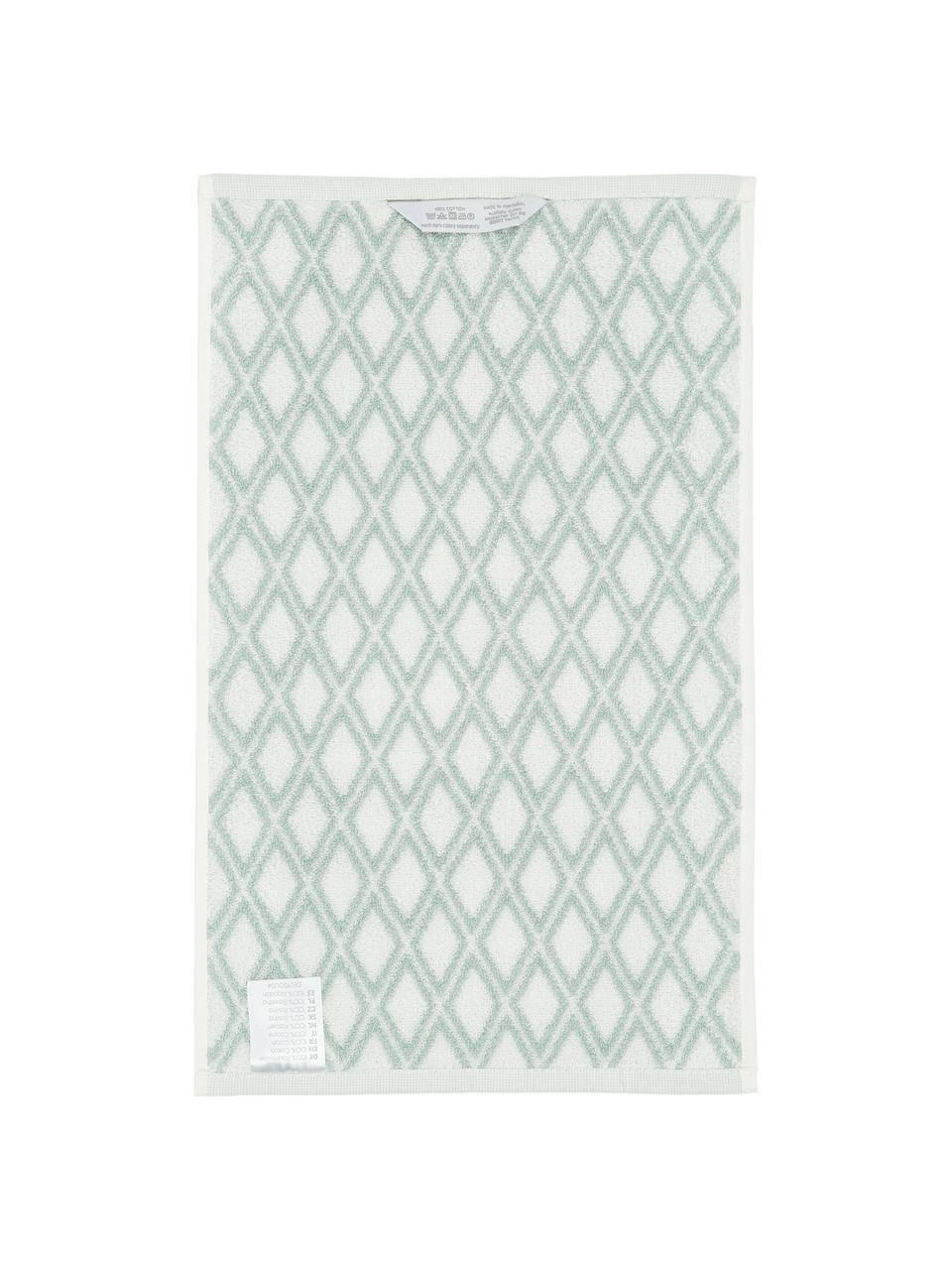 Toalla estampada doble cara Ava, Verde menta, blanco crema, Toalla manos, An 50 x L 100 cm, 2 uds.