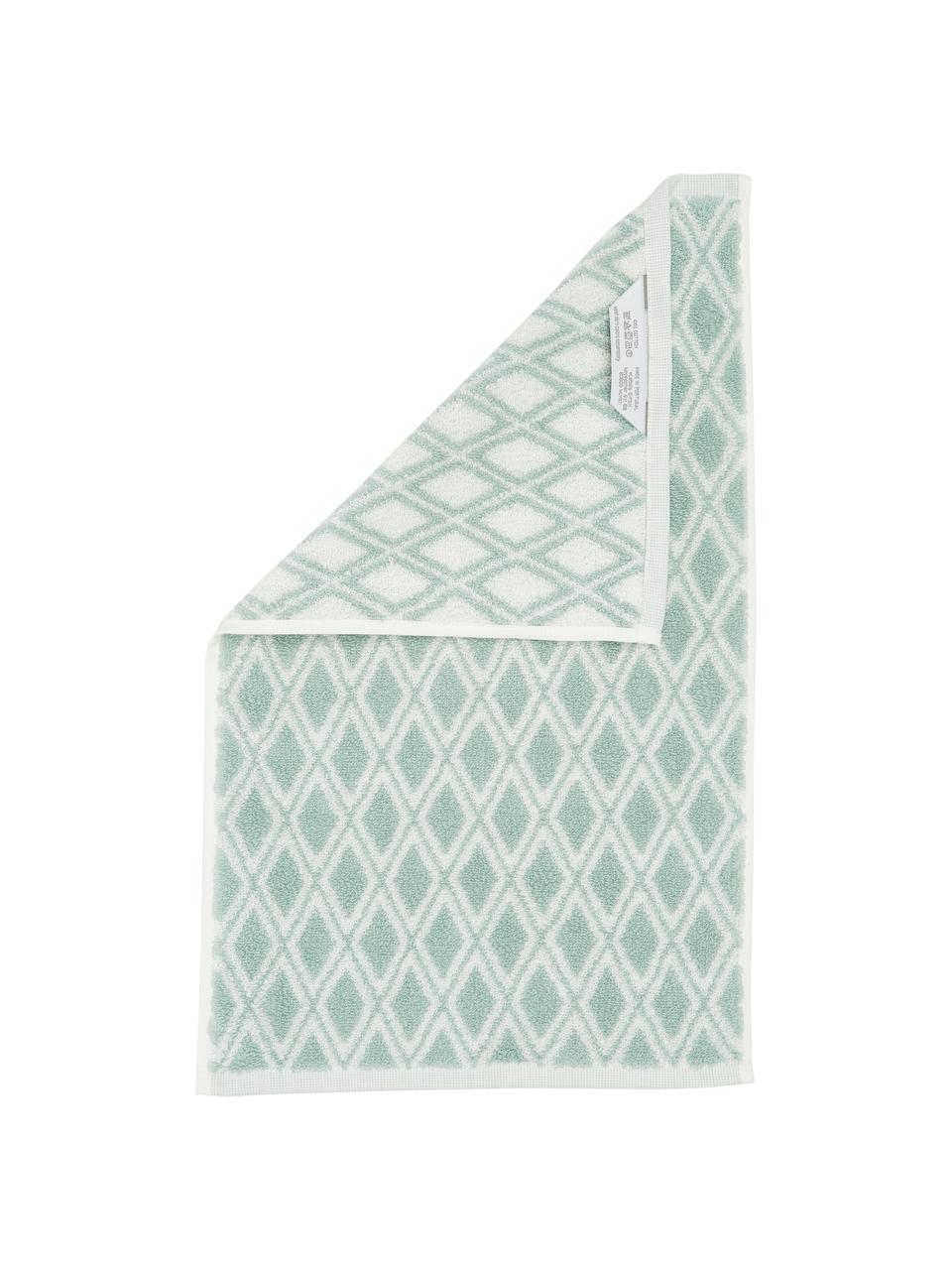 Toalla estampada doble cara Ava, Verde menta, blanco crema, Toalla manos, An 50 x L 100 cm, 2 uds.