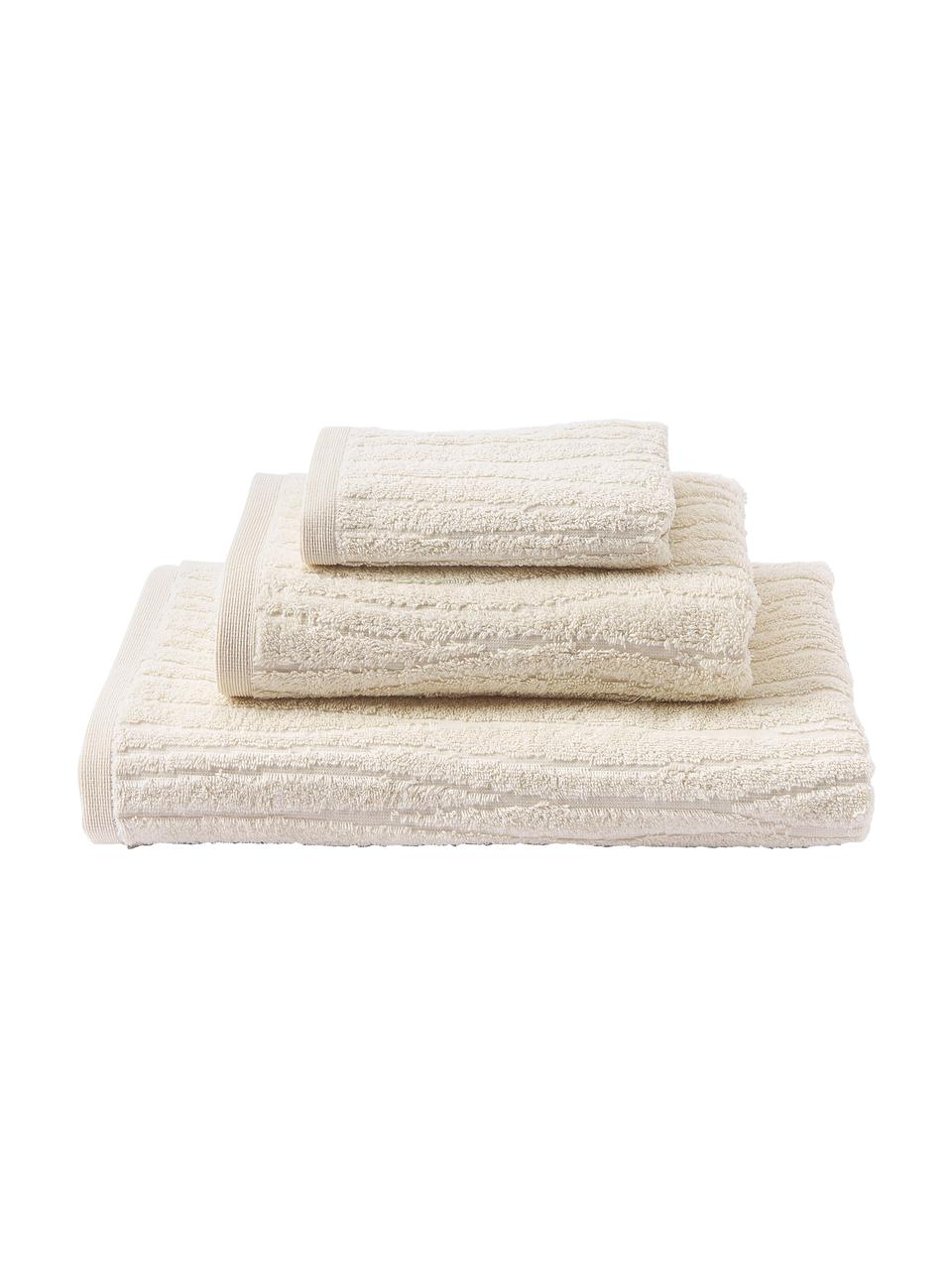 Set 3 asciugamani in cotone Audrina, Beige, Set in varie misure