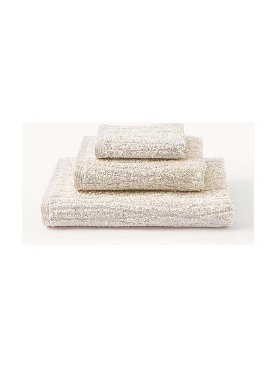 Komplet ręczników Audrina, różne rozmiary, Jasny beżowy, 3 elem. (ręcznik dla gości, ręcznik do rąk, ręcznik kąpielowy)