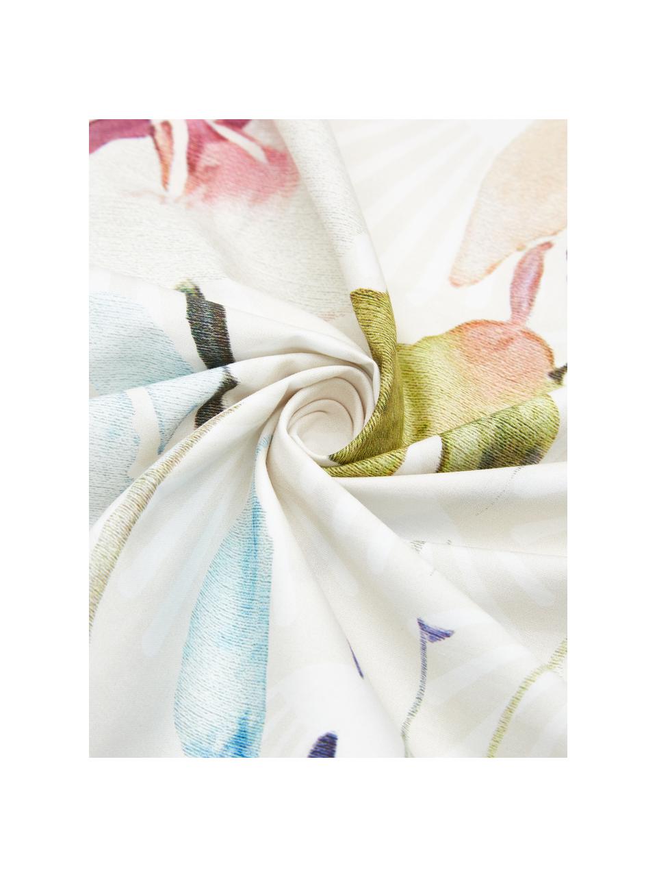 Baumwollperkal-Bettwäsche Edila mit Blumenmotiv in Bunt, Webart: Perkal Perkal ist ein fei, Weiß, Mehrfarbig, 135 x 200 cm + 1 Kissen 80 x 80 cm