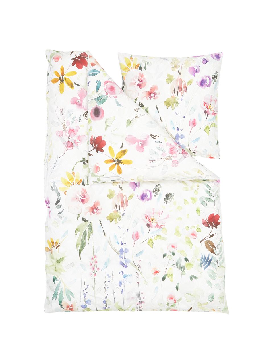 Perkálové povlečení s květinovým motivem Edila, Bílá, více barev, 135 x 200 cm + 1 polštář 80 x 80 cm