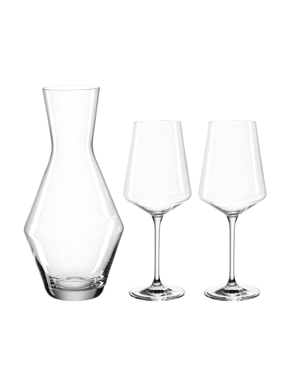 Verres et carafe à vin en cristal Puccini, 3 élém., Transparent