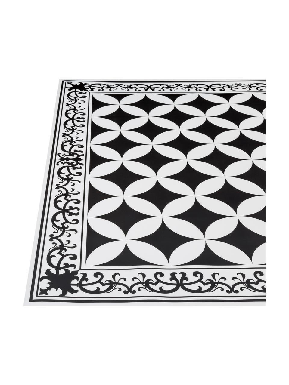 Tapis antidérapant intérieur extérieur en vinyle Chadi, Vinyle, recyclable, Noir, blanc, larg. 136 x long. 203 cm