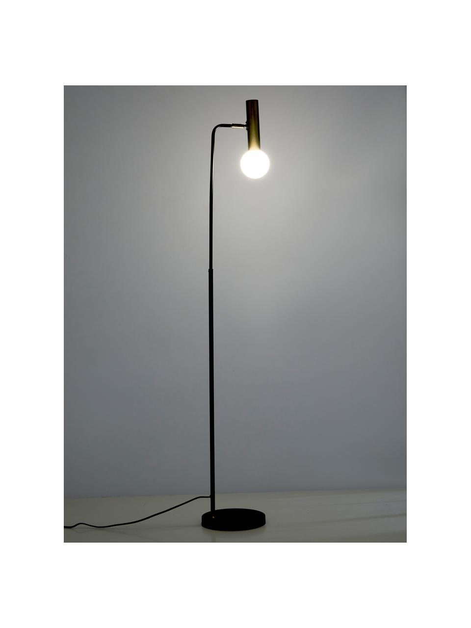 Lampa na čtení se skleněným stínidlem Wilson, Černá, mosazná, Š 28 cm, V 151 cm