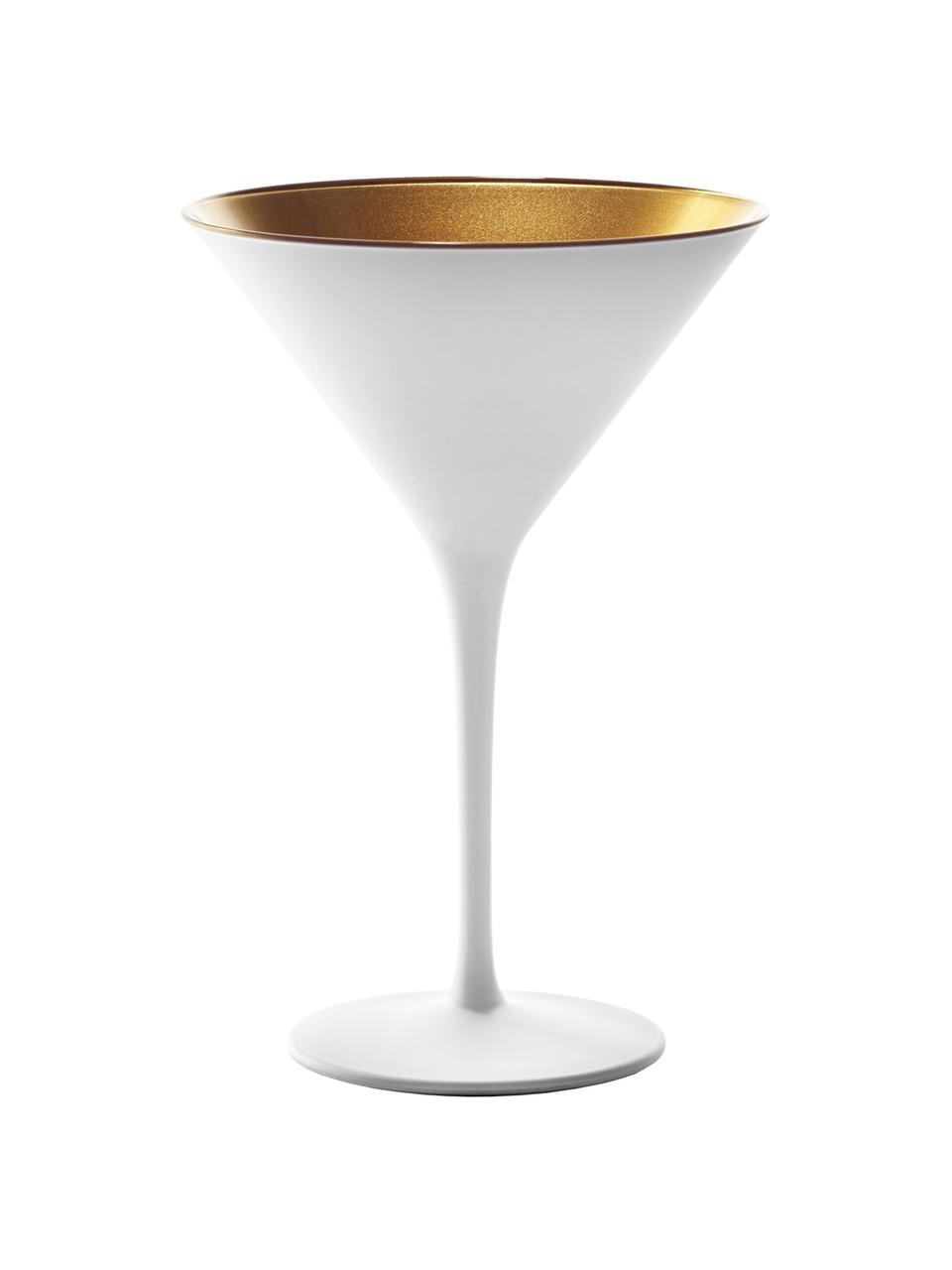 Kristallen cocktailglazen Elements, 6 stuks, Gecoat kristalglas, Wit, messingkleurig, Ø 12 x H 17 cm, 240 ml