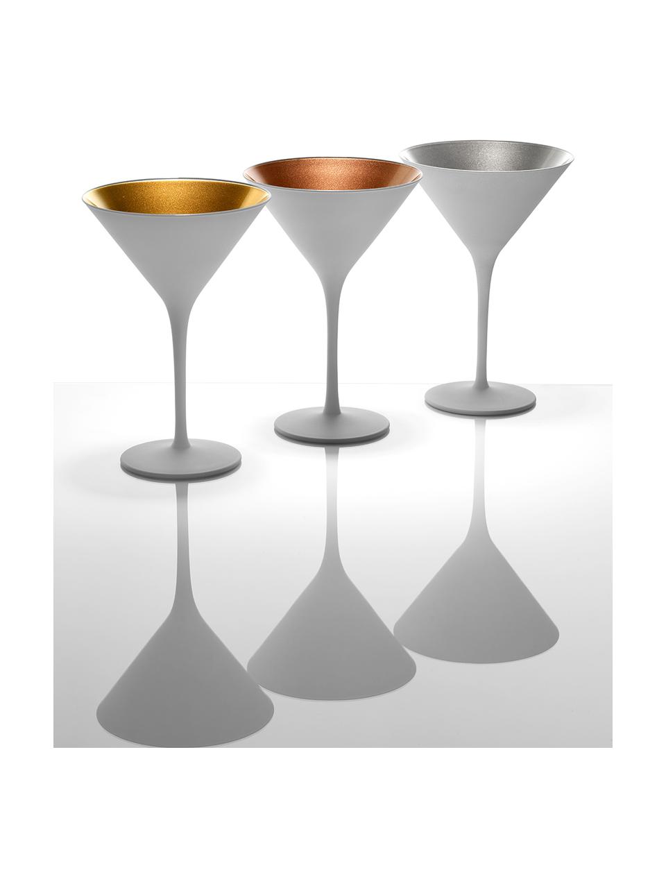 Kristall-Cocktailgläser Elements in Weiß/Gold, 6 Stück, Kristallglas, beschichtet, Weiß, Messingfarben, Ø 12 x H 17 cm