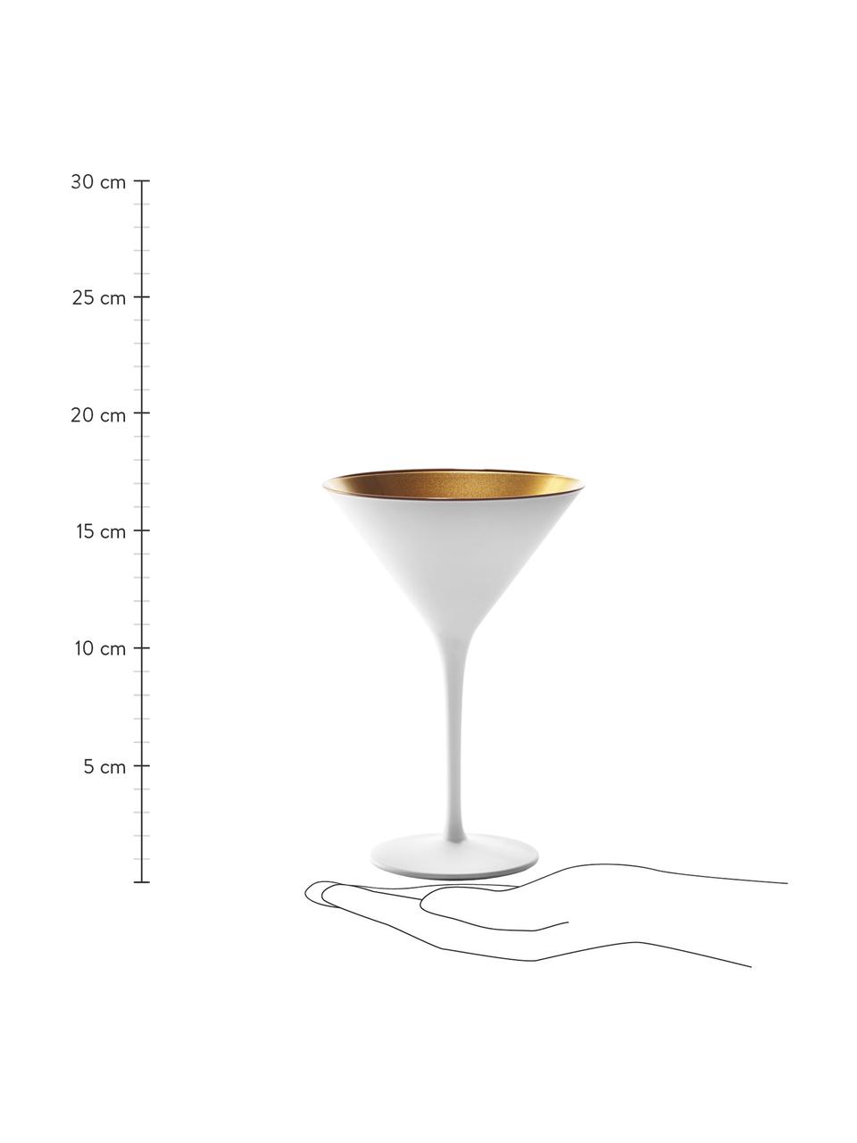 Kristall-Cocktailgläser Elements, 6 Stück, Kristallglas, beschichtet, Weiß, Messingfarben, Ø 12 x H 17 cm, 240 ml