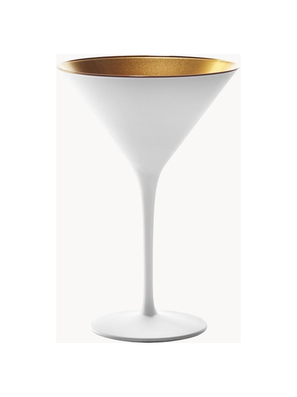 Kristall-Cocktailgläser Elements, 6 Stück, Kristallglas, beschichtet, Weiß, Goldfarben, Ø 12 x H 17 cm, 240 ml