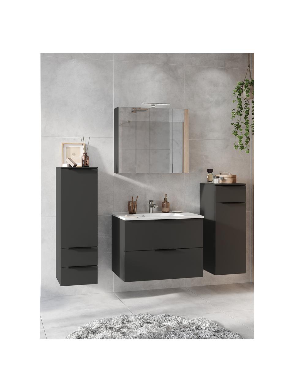 Armoire haute de salle de bain Crandon, larg. 36 cm, Anthracite, larg. 36 x haut. 111 cm