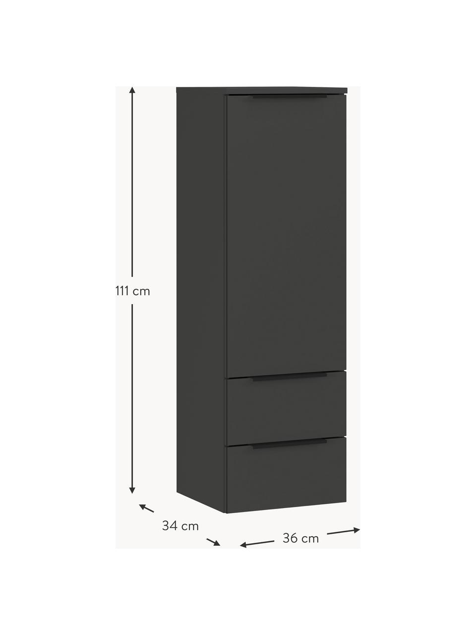 Armoire haute de salle de bain Crandon, larg. 36 cm, Anthracite, larg. 36 x haut. 111 cm