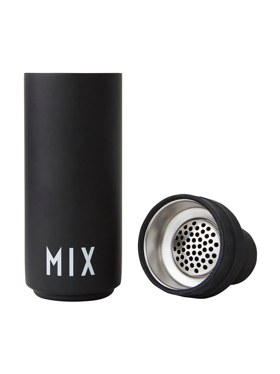 Cocktail shaker nero di design con scritta Mix, Esterno: nero opaco, bianco Interno: acciaio inossidabile, Ø 7 x Alt. 23 cm