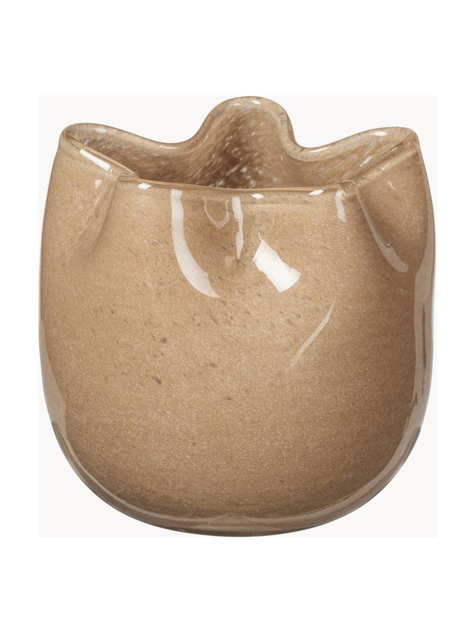 Photophore soufflé bouche Esther, Verre, soufflé bouche, Beige, Ø 10 x haut. 10 cm