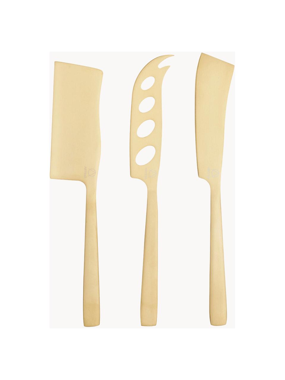 Set 3 coltelli da formaggio spazzolati opachi Art, Acciaio inossidabile rivestito

Le posate sono realizzate in acciaio inossidabile. È quindi durevole, non arrugginisce ed è resistente ai batteri, Dorato opaco, Lung. 25 cm