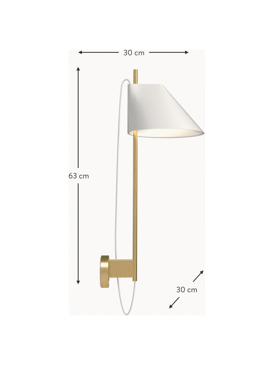 Dimmbare LED-Wandleuchte Yuh mit Timerfunktion, Lampenschirm: Aluminium, lackiert, Weiss, Messing, B 30 x H 63 cm