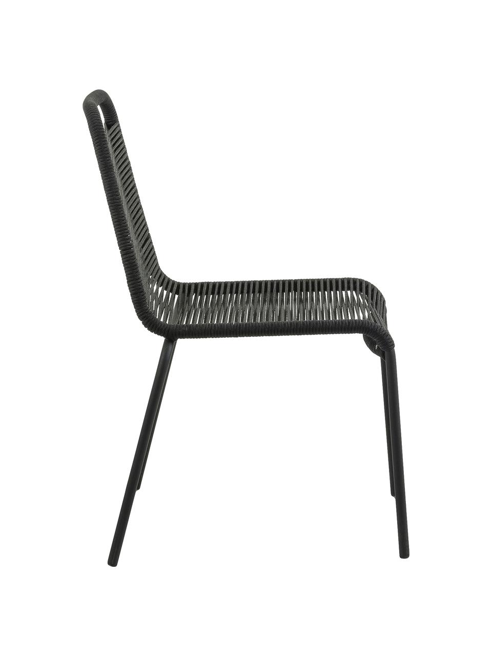 Chaises de jardin avec tressage en plastique Lambton, 2 pièces, Noir, larg. 49 x prof. 59 cm