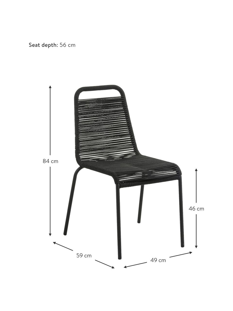 Krzesło Lambton, 2 szt., Stelaż: metal malowany proszkowo, Czarny, S 49 x G 59 cm