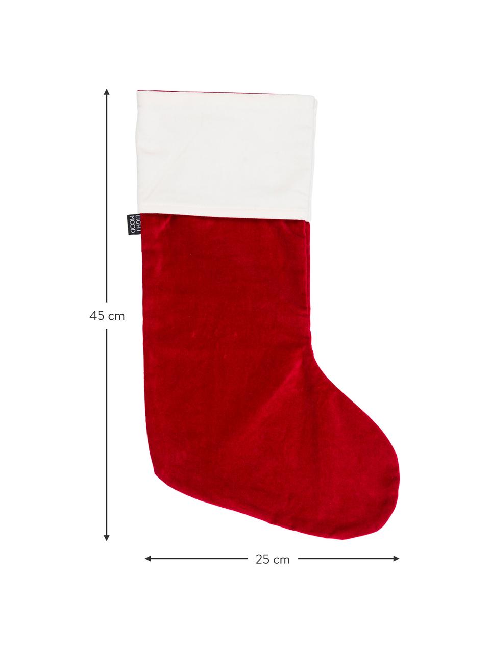 Chaussette de Noël Veronica, haut. 45 cm, Coton, Rouge, blanc, larg. 25 x haut. 45 cm