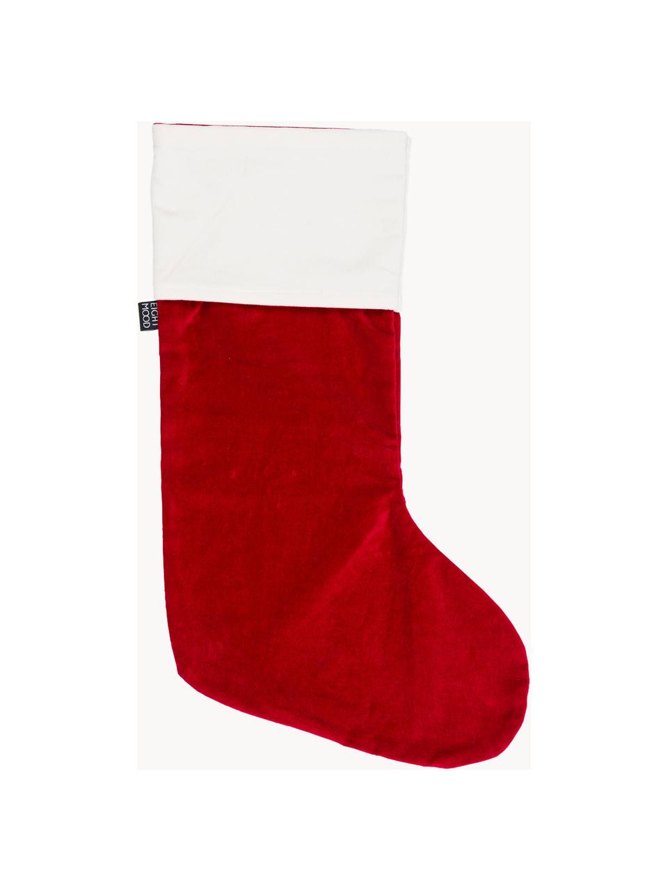 Chaussette de Noël Veronica, haut. 45 cm, Coton, Rouge, blanc, larg. 25 x haut. 45 cm